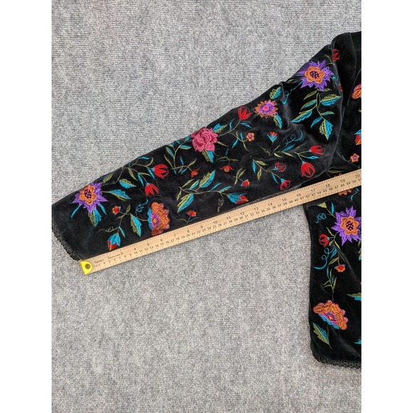 Vintage Y2K Velvet Floral Embroidered Jacket Women's Medium Whimsigoth Boho AOP - Picture 4 of 8